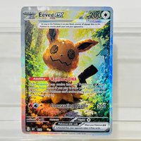Pokemon Mimikyu Eevee 030 English Version DIY Holographic Foil Texture Card, Perfect Condition Premium Anime Collection Card