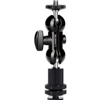 Lanxire Double Ball Head Magic Arm with Camera Cold Shoe Mount & 1/4"-3/8" Threads, for DSLR/Monitor/Mic/LED Light & Super Clamp