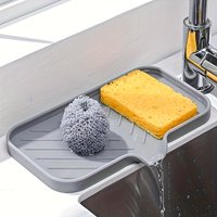 Sink Silicone Tray With drain Soap Sponge Storage Holder Countertop Sink Scrubber Brush Storage Rack Kitchen Organizer