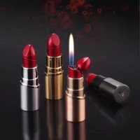 Lipstick Shape Lovely Cigarette Lighter Butane Open Flame Gas Free Fire Flint Lighter Lady's Smoking Christmas Gift