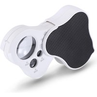 Illuminated Jewelry Loupe Magnifier 30X 60X 90X Foldable Jewelers Magnifying Glass with LED UV Light for Diamonds Coins Stamps
