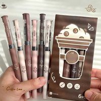 6pcs Large-Capacity Gel Pen Set, 0.5mm Quick-Drying Black Ink Pen Fine Point Pen, Liquid Roller Ball Pen, Student Writing Diary