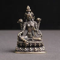 Copper Green Tara Buddha Statue Dercoration Feng Shui Miniatures Figurines Home Decor Antique Brass Office Desktop Ornaments