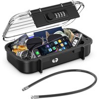 Portable Safe Box Travel Safe Box Large Capacity Security Lockbox Code Waterproof Key Lock Box with Removable Cable Handle