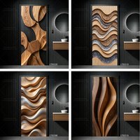 Flowing Lines Art Door Sticker, Geometric Aesthetics PVC Material, Self-Adhesive Traceless DIY Custom Home Sticker