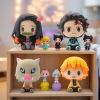4pcs/set Anime Demon Slayer Kimetsu No Yaiba Figure Q Posket Kamado Tanjirou Kamado Nezuko Agatsuma Figure Toys 4-5cm