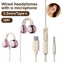 Ear-clip Style Wired Headphones Type-C/3.5mm Wired Earphones With Mic Earclip Earbuds USB C Built in DAC Headset For iPhone17-15