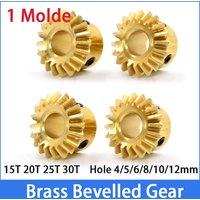 Brass Umbrella Gear 90 Degree Bevel Gear 1 Mold Straight Tooth 15T 20T 25T 30T Gear Hole 4/5/6/8/10/12mm Mechanical Transmission