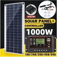 12V 1000W Solar Panel Solar Cell 10A-100A Controller Solar Plate Kit For Phone RV Car Caravan Home Camping Outdoor Battery