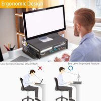 2-Tier Computer Monitor Stand Riser with Drawer Computer Stand Desk Monitor Riser Office Desk Accessories for Office Supplies
