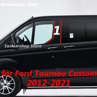 For Ford Tourneo Custom 2012-2021 Car B C Pillar Middle Central Column Glossy Black PC Window Decoration Strip Sticker Cover
