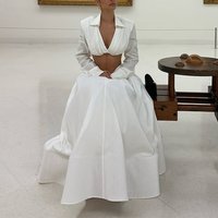 Cool girl lapel long sleeved ultra short top A swing long skirt casual two-piece set for spring daily high street style set