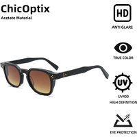 ChicOptix Retro-Sonnenbrille im klassischen Nieten-Design, quadratisch, für Damen und Herren, modische Acetat-Sonnenbrille, Nylon-Linse, UV400, blendfrei