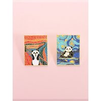 The Scream Abstract Oil Painting Enamel Pin Van Gogh Starry Sky Cute Panda Brooches Lapel Badge Funny Jewelry Gift For Friends