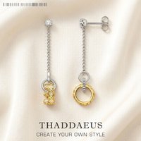 Long Drop Earrings Golden Crown Europe Fine Jewelry For Women Men Summer Brand New Vintage Gift In Sterling Silver 925