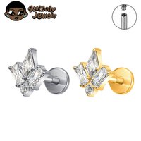 ASTM F136 TItanium Conch Lab Piercing with 5A Cubic Zirconia Internal Helix Labret Helix Cartilage Tragus Earring Body Jewelry