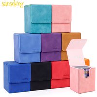 Premium PU Leather Card Storage Box for 100+ Pokemon & YuGiOh - Vertical Single Slot TCG Organizer (Lamb Skin Feel)