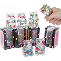 Kawaii Hand Drawn Bear Mochi Squishy Toy Slow Rebound Transparent Stress Relief Fidget Squeeze Toy for Adults