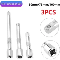 1/4 Inch Chromed Steel Extension Bar Ratchet Socket Wrench Adapter 50/75/100MM Multimeter Multitool Herramientas