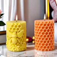 3D Relief Bee Cylindrical Candle Silicone Mold Handmade Honeycomb Pillar Aromatherapy Candle Paste Resin Mold Gift Decoration