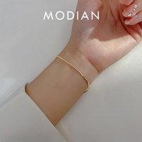 Modian Classic Basic 925 Sterling Silver Fashion Simple Gold Color Snake Chain Bracelet for Women Link Chain Bangle Fine Jewelry