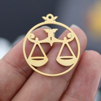 3PCS Scale of Justice Modern Libra of the Twelve Signs Charms DIY Craft Necklace Earrings Lawyer Gifts Stainless Steel Pendant