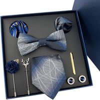 Men's Tie Set Gift Box Fashion Brand Bowtie Pocket Squares Brooch Cufflinks Clip Suit For Men Business Necktie Wedding Party Tie
