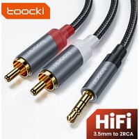 Toocki RCA Audio Cable 3.5mm Male to 2RCA Splitter Aux Cable 2RCA Speaker Cord For TV PC Amplifiers DVD Laptop MP3 Extender Wire