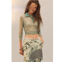 ZAZR Spring 2026 New Arrival Fashionable Floral Tassel Halter Skirt High Waist Straight Cut Polyester Women's Premium Skirt