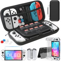 For Switch OLED Model Carrying Case 9 in 1 Accessories Kit for 2022 Nintendo Switch OLED Model with Protective Case