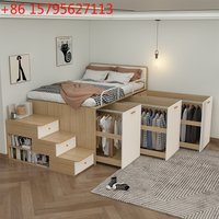 Small apartment children's half-height bed combination tatami bed wardrobe integrated pull-out wardrobe