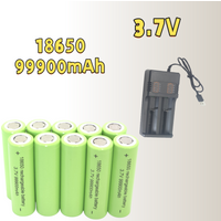 【High Capacity】18650 Li-ion Battery 3.7V99900mAh Rechargeable with Charger for Flashlights/Toys/Emergency Lights.