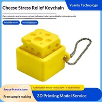 Cheese Shaped Squeeze Fidget Keychain Non-toxic Cute Stress Relief Toy Portable Key Pendant Daily Carry Gift for Adults