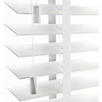 Wood Window Venetian Blinds Blind With Tape 50mm Slats White Grey TRIMMABLE Fittings Included Luxury Look White With Tape, 75cm