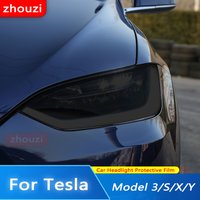 2 Pcs For Tesla Model 3 X Y S Car Headlight Tint Smoke Black Protective Film Protection Transparent TPU Sticker Accessories