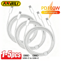 NNBILI 1/5Pcs 0.5M Type C to Type C Cable Fast Charge Data Cable 100W For phone Pro Huawei Samsung Xiaomi Portable Power cables