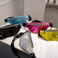 Holographic Waist Bags Women Silver Fanny Pack Female Belt Bag Black Geometric Waist Packs Laser Chest Phone Pouch Bum Bag