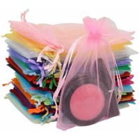25/100Pcs Solid Organza Bag, Drawstring Mesh Pouch, Jewelry Storage Sack, Gift Decor for Wedding, Birthday Party, Cosmetic