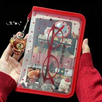 WAKAWAKA PP Twill Zipper Pouch Stationery Storage Folder File Document Bag Glass Vintage Zipper Multi Pocket Handmade Fabric