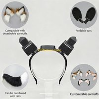 Y5GC Animal Ears Headbands Halloween Cosplay Party Costume Accessory Rechargeable Electric Cats Foxes Wolf Ears Hairhoop