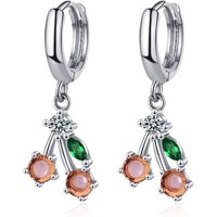 925 Sterling Silver Earrings Fruit Cherry Shaped Zircons Earrings Ladies Fashion Simple Birthday Party Anniversary Jewelry Gift