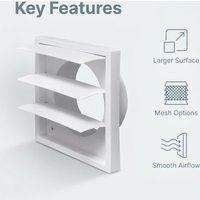 Vent Louvers Vent Covers White Plastic Wall-mounted Grilles with Filters Heating and Cooling Vents Louvered Vent Covers