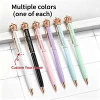 5Pcs Custom Engraved Crown Ballpoint Pens - Classic Black Ink Pens for Weddings, Office, Teacher's Day, Graduation Gifts
