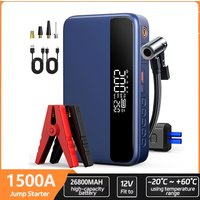 Starthilfe für Autos mit Luftkompressor und Reifenfüller, PD 65W Powerbank-Schnellladegerät, 1500A Batterie-Booster mit Powerbank und LED-Taschenlampen, 12V Starthilfe-Box für alle Benziner oder 10,0L