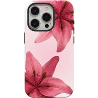 Pink Lily Flower Phone Case for iPhone16ProMax 15 14 14 12mini 7Plus XR 2in1 tough glossy case
