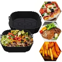 1pc silicone air fryer pot tray with handle, square air fryer baking pan, reusable Air Fryer liner for kitchen baking