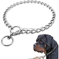 Stainless Steel Dog Collar Silver Cuban Link Dog Slip Chain Choke Collar Strong Slip Dog Collars for Small Medium Large Dog