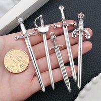 5/10-Piece Handmade Jewelry Set - Knight Sword Leather Pendants (Ideal for Crafts & Creative Projects).