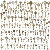 CHuangQi 125pcs Vintage Keys Steampunk Key Antique Bronze Charms DIY Handcrafts Jewelry Making Wedding & Birthday Party Favors