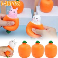 Easter Squeeze Carrot Rabbit Pop Up Fidget Toy Radish Bunny Novelty Toy Stress Relief Funny Squeeze Balls Rabbit
